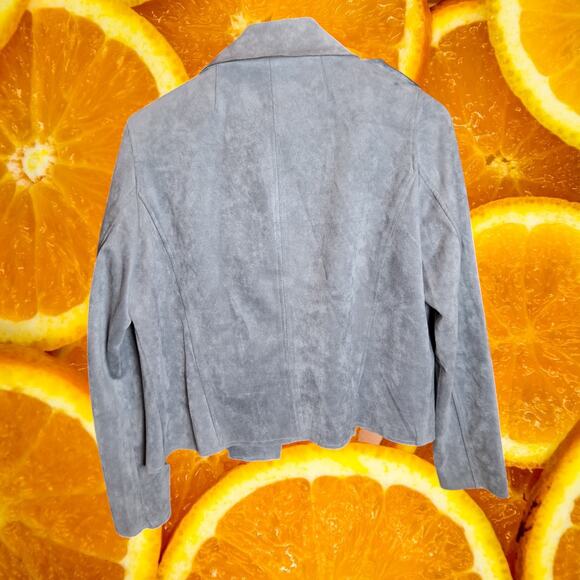 Kut from The Kloth Women's Gray Polyester‎ Suede Jacee Draped Moto Jacket Size L - Picture 6 of 7